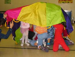 kids under parachute